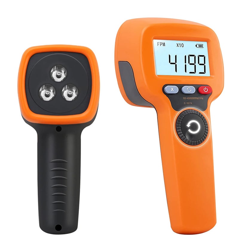 AOPUTTRIVER Digital Handheld Stroboscope,Strobe Light Tachometer 60-49999 RPM Highly Accurate 0.001% Rechargeable LED Flash Stroboscopic Tachometer for HVAC Motor Engine Speed Tester Spectrum Analyzer - Image 1